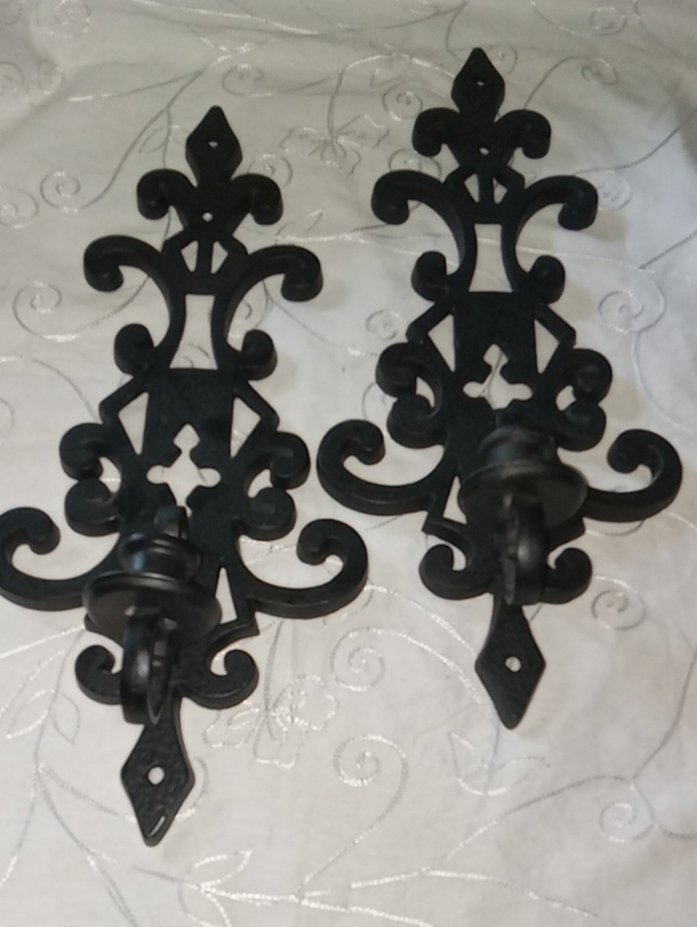 2 Hammered Cast Iron Gothic Hollwood Regency Sconces